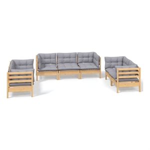 vidaXL 7 Piece Wood Garden Lounge Set in Gray