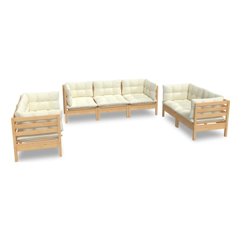 vidaXL 7 Piece Wood Large Garden Lounge Set in Cream