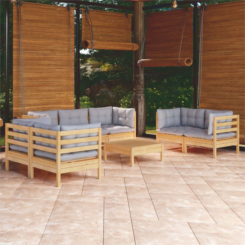 vidaXL 8 Piece Wood Garden Lounge Set in Gray