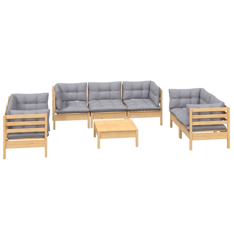 vidaXL 8 Piece Wood Garden Lounge Set in Gray