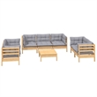 vidaXL 8 Piece Wood Garden Lounge Set in Gray