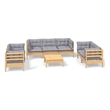 vidaXL 8 Piece Wood Garden Lounge Set in Gray