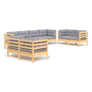 vidaXL 8 Piece Wood Garden Lounge Set in Gray