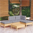 vidaXL 5 Piece Wood Garden Lounge Set in Gray