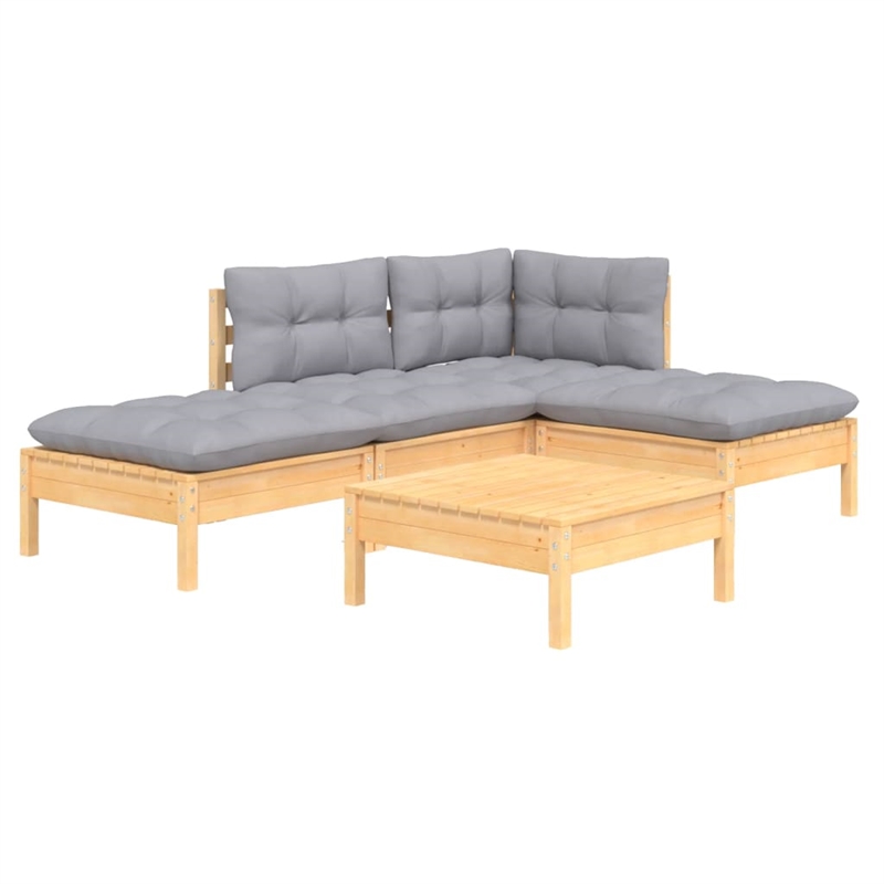 vidaXL 5 Piece Wood Garden Lounge Set in Gray