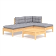 vidaXL 5 Piece Wood Garden Lounge Set in Gray
