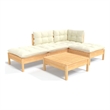 vidaXL 5 Piece Wood Garden Lounge Set in Cream