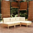 vidaXL 4 Piece Wood Garden Lounge Set in Cream