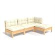 vidaXL 4 Piece Wood Garden Lounge Set in Cream