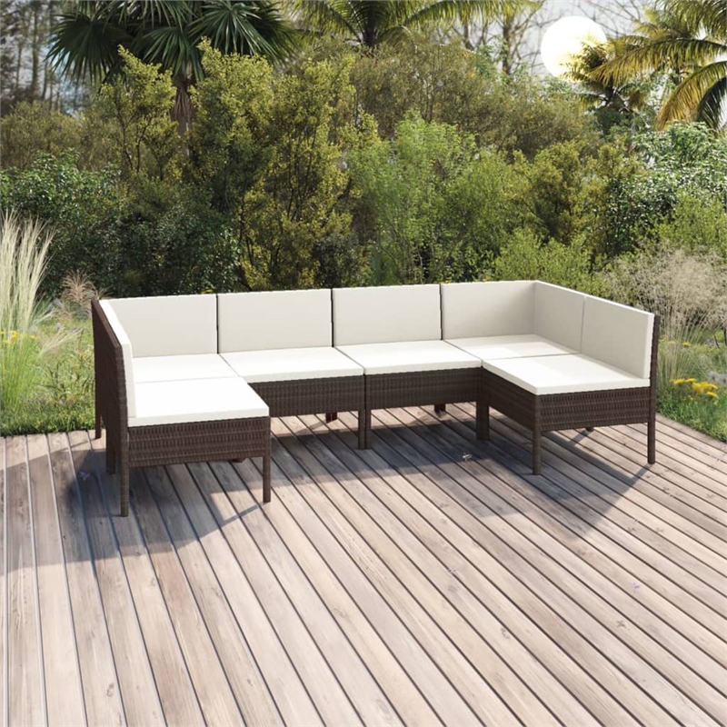 vidaXL 6 Piece Steel Garden Lounge Set in Brown