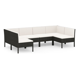 vidaXL 6 Piece Poly Rattan Garden Lounge Set in Black