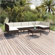vidaXL 8 Piece Steel Garden Lounge Set in White/Brown/Cream