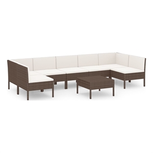 vidaXL 8 Piece Steel Garden Lounge Set in White/Brown/Cream