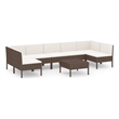 vidaXL 8 Piece Steel Garden Lounge Set in White/Brown/Cream