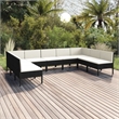 vidaXL 9 Piece Poly Rattan Large Garden Lounge Set in Black/White/Cream