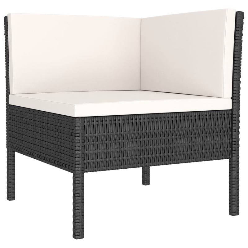 vidaXL 9 Piece Poly Rattan Large Garden Lounge Set in Black/White/Cream