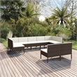 vidaXL 9 Piece Steel Large Garden Lounge Set in Brown