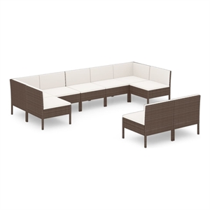vidaXL 9 Piece Steel Large Garden Lounge Set in Brown