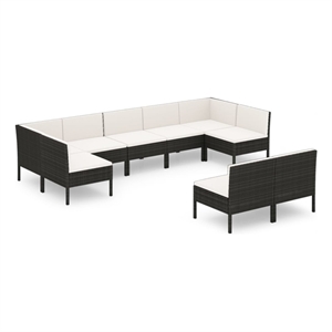 vidaXL 9 Piece Steel Garden Lounge Set in Black/White/Cream