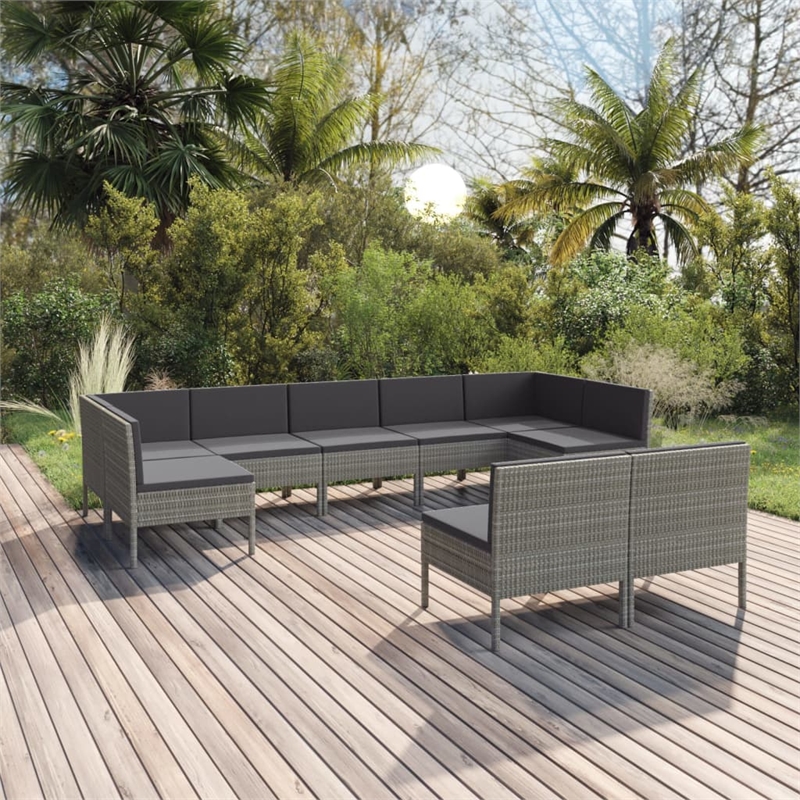 vidaXL 9 Piece Steel Garden Lounge Set in Gray