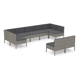 vidaXL 9 Piece Steel Garden Lounge Set in Gray
