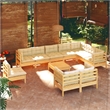 vidaXL 11 Piece Wood Garden Lounge Set in Cream