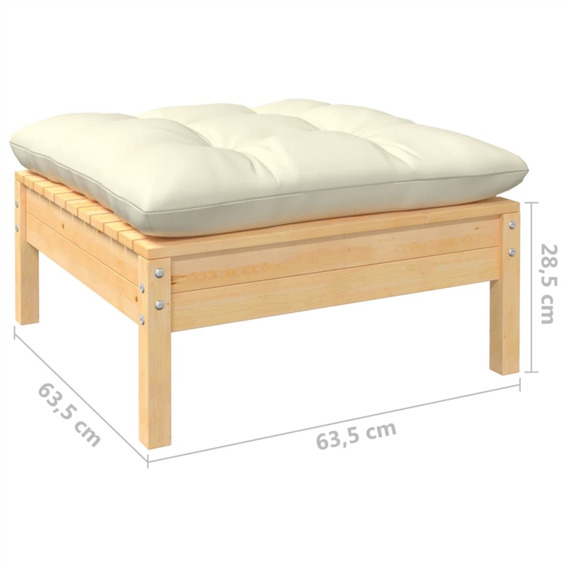 vidaXL 11 Piece Wood Garden Lounge Set in Cream