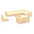vidaXL 11 Piece Wood Garden Lounge Set in Cream