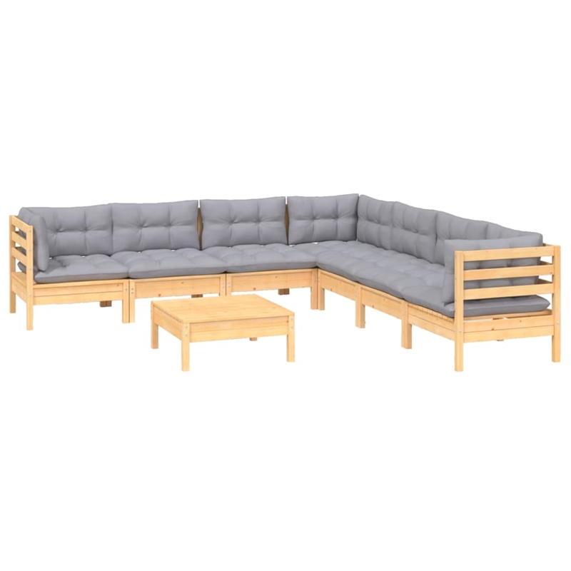 vidaXL 8 Piece Wood Garden Lounge Set in Gray