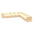 vidaXL 9 Piece Wood Garden Lounge Set in Cream