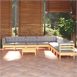 vidaXL 10 Piece Wood Garden Lounge Set in Gray