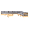 vidaXL 10 Piece Wood Garden Lounge Set in Gray