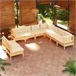 vidaXL 9 Piece Wood Garden Lounge Set in Cream/Natural