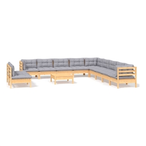 vidaXL 12 Piece Wood Garden Lounge Set in Gray