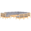 vidaXL 12 Piece Wood Garden Lounge Set in Gray