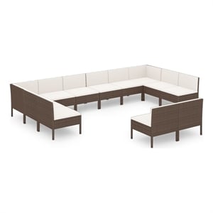 vidaXL 12 Piece Steel Garden Lounge Set in Brown