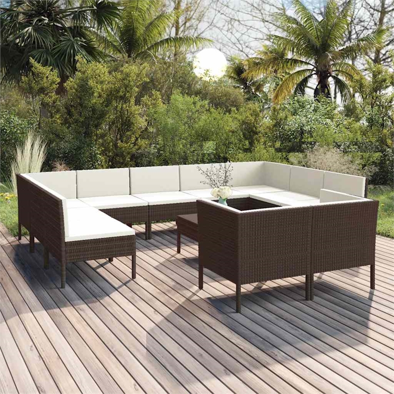 vidaXL 12 Piece Steel Garden Lounge Set in Brown