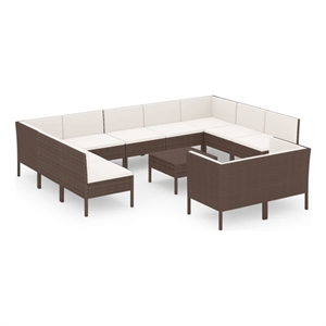 vidaXL 12 Piece Steel Garden Lounge Set in Brown