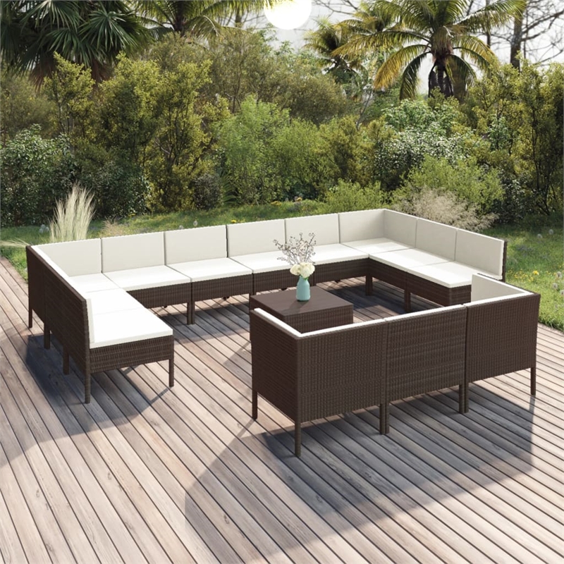 vidaXL 14 Piece Garden Lounge Set in Brown