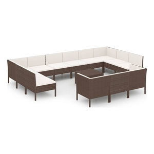 vidaXL 14 Piece Garden Lounge Set in Brown