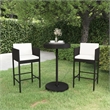 vidaXL 3 Piece Poly Rattan Medium Bar Set in Black