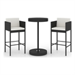 vidaXL 3 Piece Poly Rattan Medium Bar Set in Black
