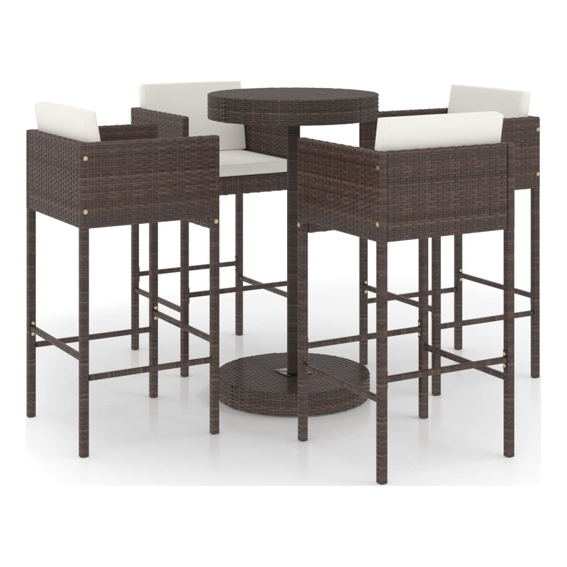 vidaXL 5 Piece Steel Medium Bar Set in White/Brown/Cream