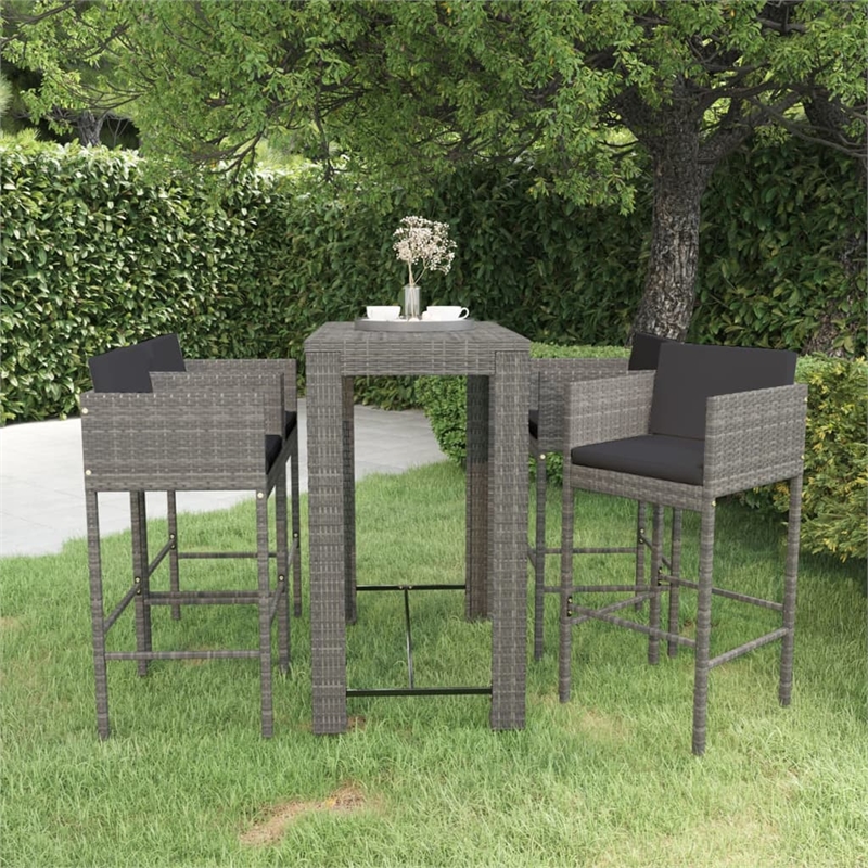 vidaXL 5 Piece Steel Medium Bar Set in Gray