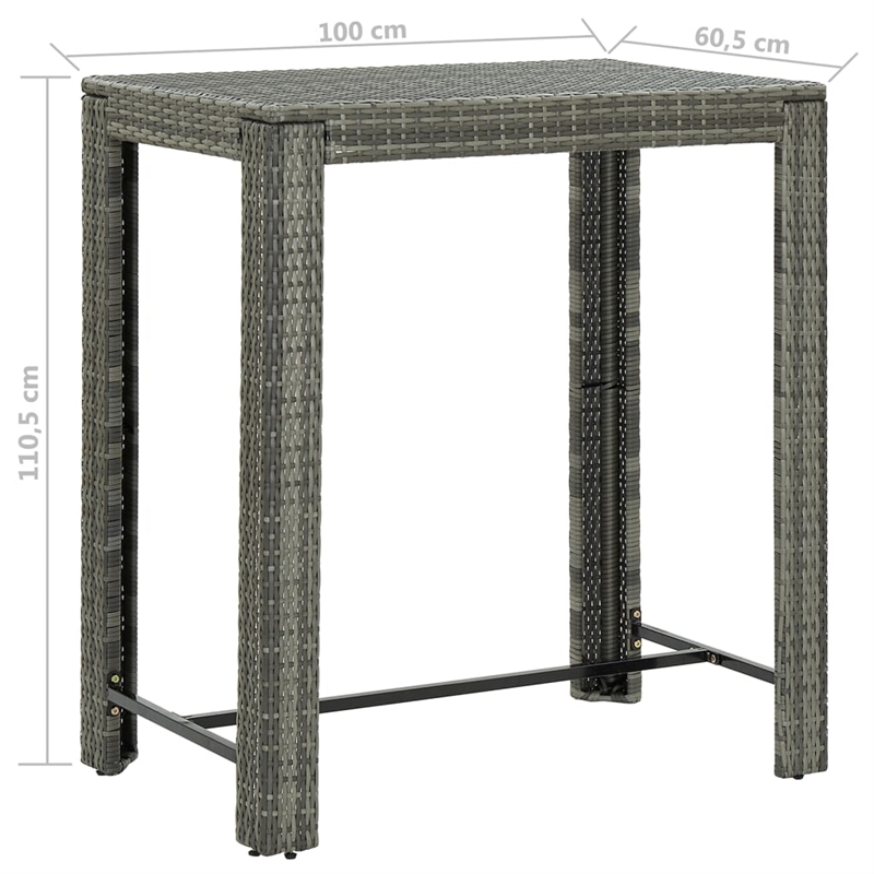 vidaXL 5 Piece Steel Medium Bar Set in Gray