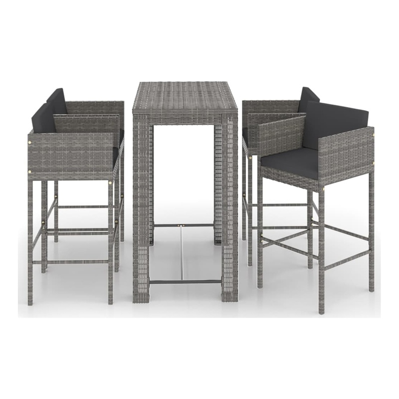 vidaXL 5 Piece Steel Medium Bar Set in Gray