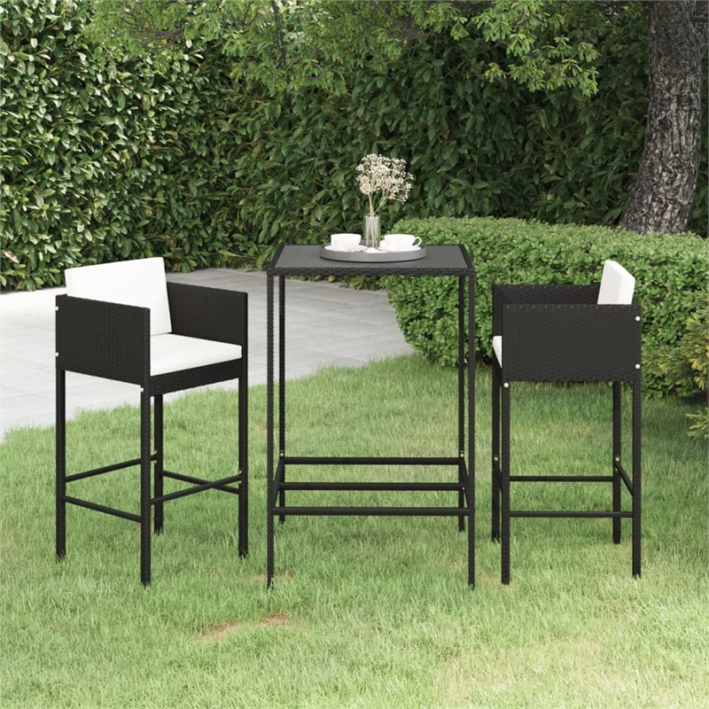 vidaXL 3 Piece Steel Bar Set in Black/White/Cream