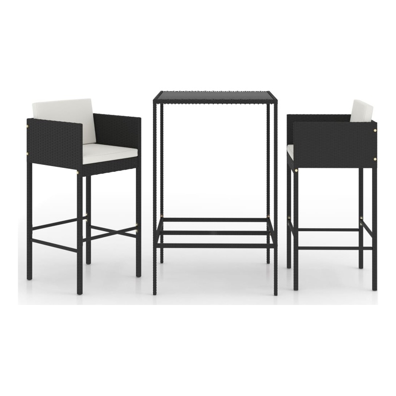 vidaXL 3 Piece Steel Bar Set in Black/White/Cream