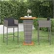 vidaXL Solid Acacia Wood Medium Bar Set in Gray