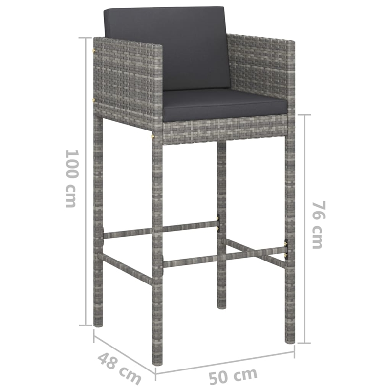 vidaXL Solid Acacia Wood Medium Bar Set in Gray